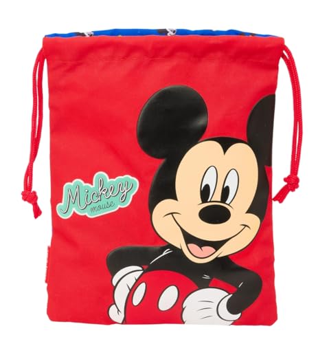 MICKEY MOUSE GOOD DAY - Sacchetto spuntino pranzo Bag, Portatodo, qualità e massima resistenza, porta cibo, ricreativo, 20 x 25 cm, blu, M, Casual