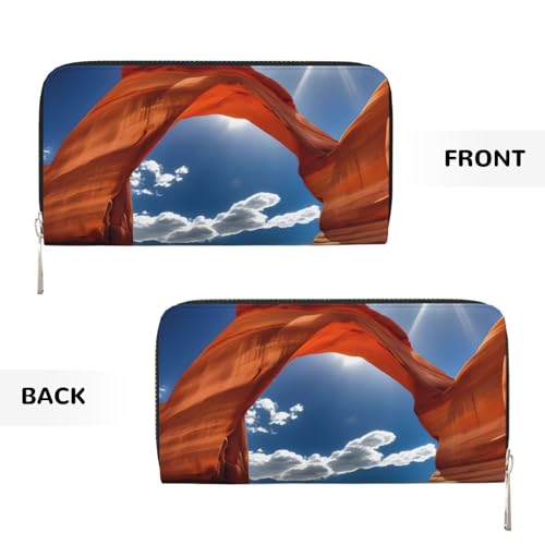 Arches National Park-standard print Leather Wallet for Women Men,Women's Leather Clutch Wallet with Zip,Large Capacity3
