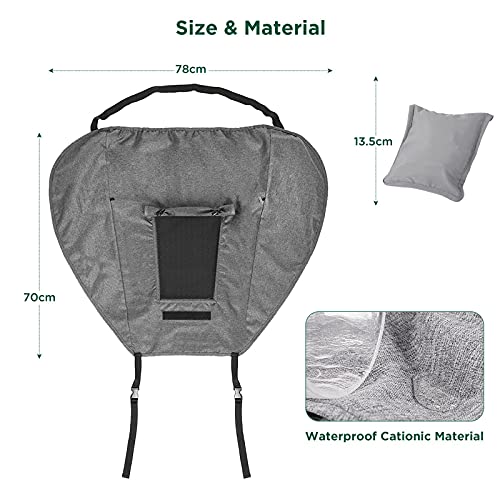 Dioxide Universal Kinderwagen Sonnensegel mit UV Schutz 50+ und Wasserdicht,Sichtfenster und extra breite Schattenflügel, Verstellbar Sonnenschutz für Kinderwagen Buggy (Grau)