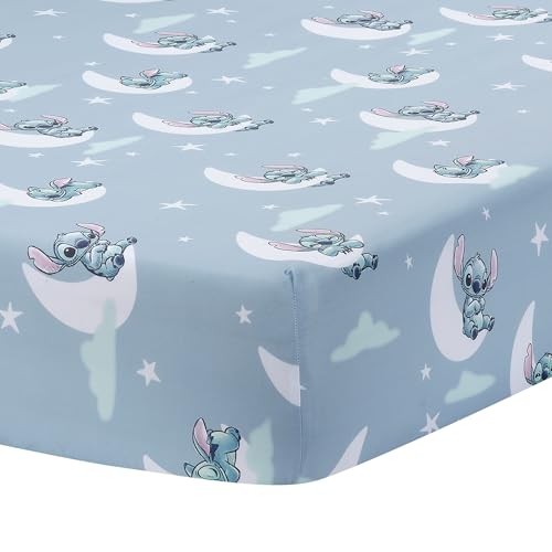 Image of Bedtime Originals Disney Stitch Soft Microfiber Blue Baby Fitted Crib Sheet