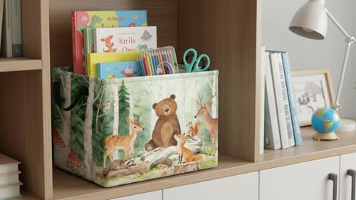 Image of CLOCOR Rectangular Storage Bin,Waterproof Storage Bin,Gift Basket(Forest Animals)