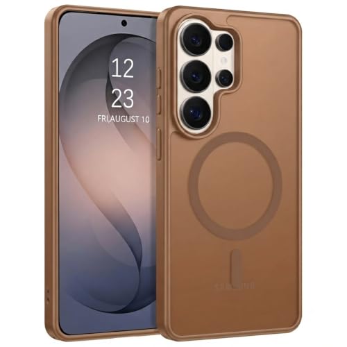 Image of Elzzi Magnetic Magsafe Case for Samsung Galaxy S26 Ultra 5G Cover, Compatible with MagSafe Translucent Matte Hard PC + TPU Hybrid Back Cover, Slim Shock-Resistant Protective Case (Desert)