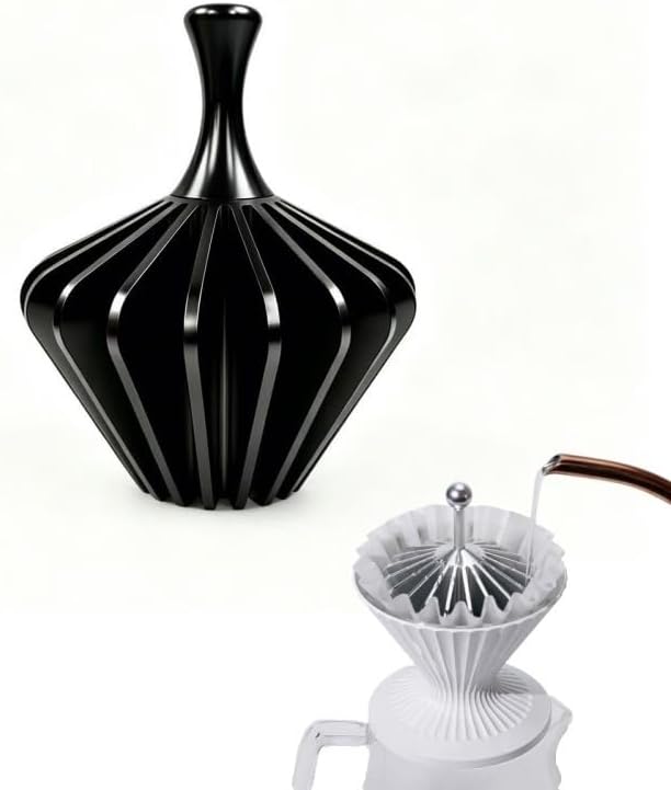 Pour Over Coffee Water Distributor, Universal for Manual Drip Coffee Maker, Space Aluminum Sun Style Paper Tamper, Dual Use Brewing Tool for Home Hand Drip Coffee Making (BlackFlat)