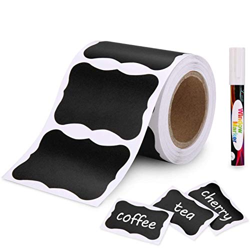 joyoldelf 150pcs Kit d'Etiquette Autocollantes Réutilisables pour la Cuisine Organiser avec Marqueurs Craie Liquide, Étiquette Tableau Noir Amovible pour Décorer Votre Cuisine Pièce de Rangement