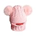 Produktbild Cuteelf Baby Mütze zweiteilige Herbst und Winter Kinderhaarball Doppelkugel Strickmütze Wollmütze + Latzanzug Strickwolle Rand warme Wintermütze Schal warmen Anzug