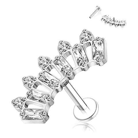 FUNLMO G23 Titanium Labret Studs 16G Lip Piercing Internally Threaded Medusa Ring Cartilage Monroe Piercing Jewelry, Metal, other Cover