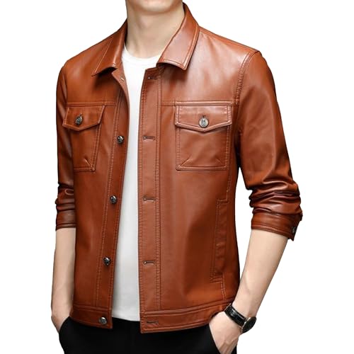 Manteau d'automne léger pour course de moto en similicuir veste jaune ajustée homme en plein air