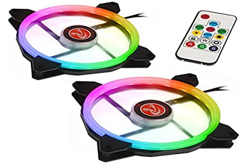 Raijintek Compatible Iris 14 Rainbow RGB LED-LĂĽfter, 2er Set INKL. Controller - 140mm