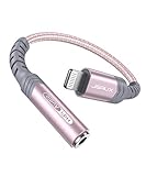 JSAUX Adaptador de Lightning a Jack 3,5mm [MFI] iPhone Adaptador Jack Auriculares Divisor para iPhone 12/12Pro/11/11 Pro/X MAX/XR/XS/X/ 8 Plus/ 8/7/ 6/ 5C/ 5S a Altavoces, Audio de Coche-Rosado