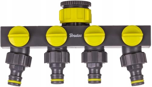 Bradas LE-03033K 3461 Distributeur d'eau 4 voies 4 voies 4 vannes Répartiteur 4 voies pour tuyau d'arrosage robinet d'arrêt