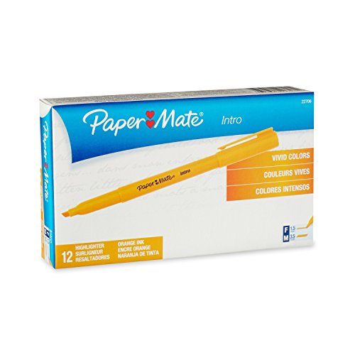 Paper Mate 22706 Intro Highlighter, Chisel Tip, Fluorescent Orange, 12-Pack
