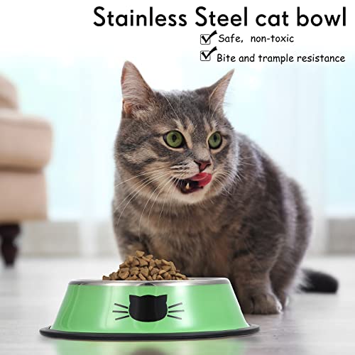 Hoolerry 12 Pack Cat Bowls For Food And Water Cat Dishes Stainless Steel Cat Food Bowls With Anti Slip Rubber Base Small Pet Bowl Stackable Cat Water Bowls, 4 Colors #TOP5