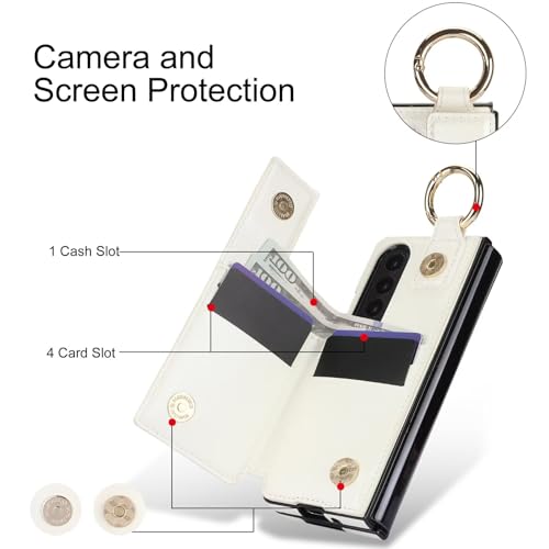 Coque Samsung Z Fold 4 en cuir premium blanc avec fermeture éclair