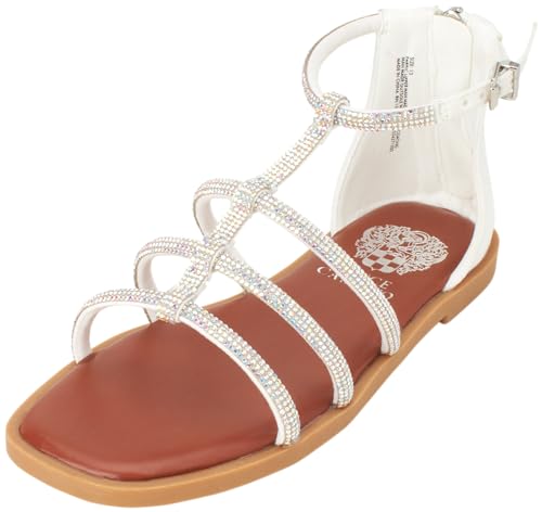 Vince Camuto Girls' Sandals - Open Toe Summer Strappy Flat Dress Gladiator Sandals with Adjustable Buckle Closure and Zipper