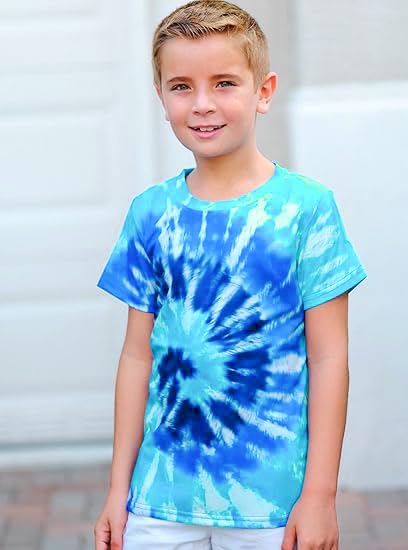 Image of Boys Tie Dye Shirt Size 4-14 Hippies Senior Rainbow Tees T Shirts for Kids | Tees T shirts for Kids