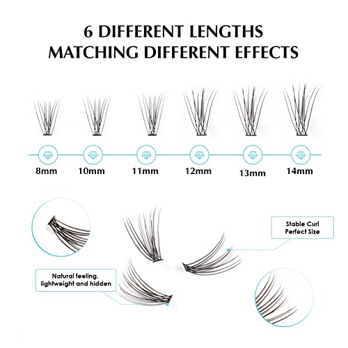 Oreola Natural Single Fake Lashes Individual False Lashes Cluster for DIY Eyelash Extensions at Home 0.07D 8-14mm Cluster Lashes 120Pcs Lash Bundles Reusable - Image 3