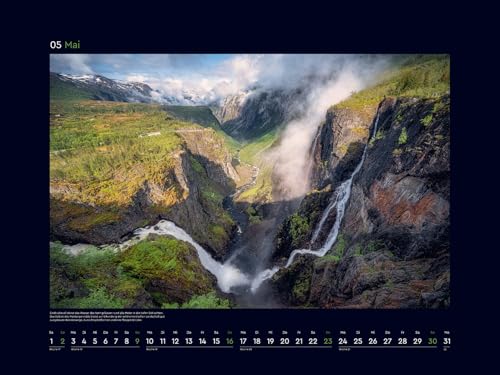 Calendrier Norvège 2027 Kunth grand format mural à spirale