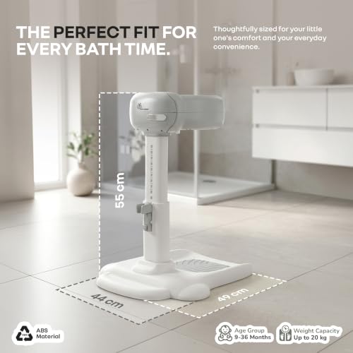 Image of R for Rabbit Fun Time Aqua Hug Bath Stand for Kids 9-36 Months | Baby Bath Stand with Adjustable Height, Anti-Skid Base & Shower Rack | Multipurpose Use for Bathing, Dressing & More (Metallic Grey)