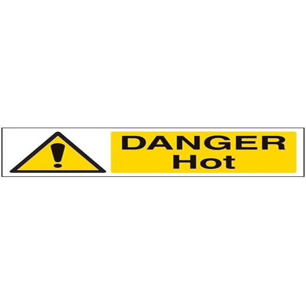 Vsafety Warnschild 'Achtung Sehr Heißes Wasser' - 300x100 Mm, Kunststoff, Schwarz/gelb, EN ISO 7010