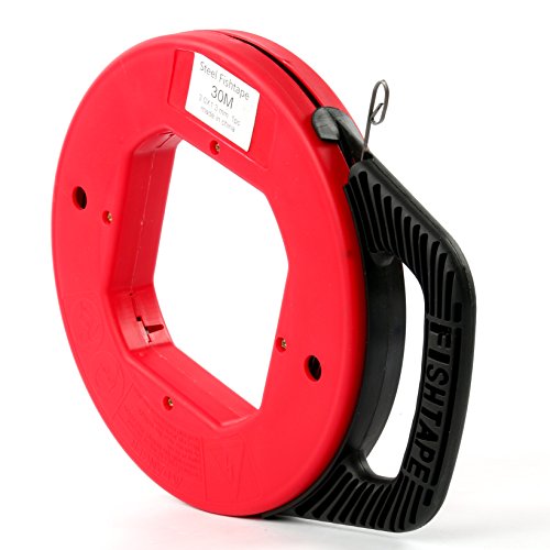 YaeKoo 100 Ft Fish Tape Wire Puller Red Electrician Reel Pull Wires Cable Hand Puller ATE Tools Steel