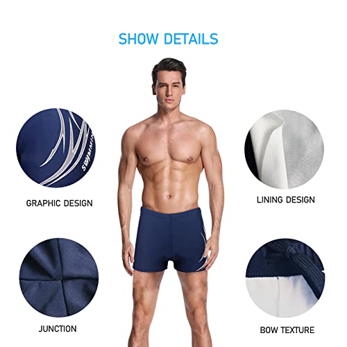 HHD® Swim Trunks, Men's Swimming Trunks in Good Elasticity of High-Tech Material Embroidery Trunks Boxers Briefs Swim Shorts3