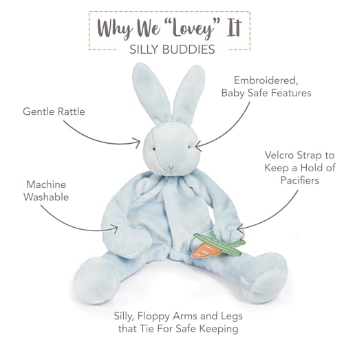 Image of Bunnies By The Bay inchBud inch Bunny Silly Buddy - Animal Pacifier Holder Plush Toy with Velcro Loop Attachment - 10 inch (25cm) Size