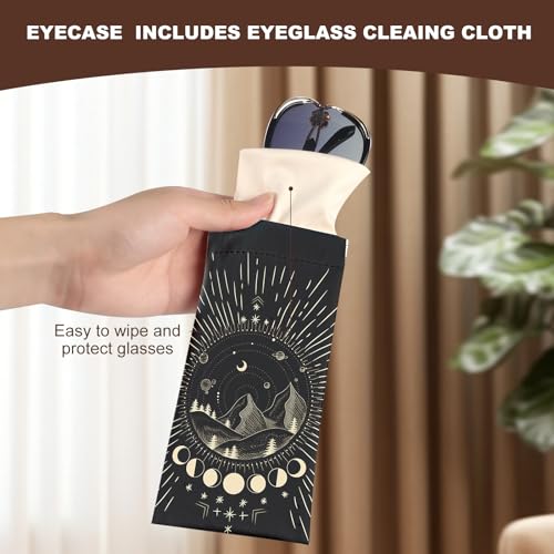 Image of Anikathy 2Pcs Sunglass Eyeglass Glasses Case Soft PU Leather with Cleaning Cloth Cute Glasses Pouch Bag for Men Women Girs