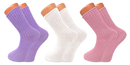 AWS/American Made Women's Loose-Fit Acrylic Crew Socks 3 Pairs Soft and Warm Size 9-11