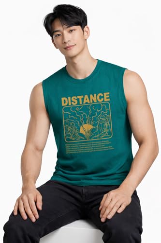 Image of JUGULAR Tank Tops Sleeveless T-Shirt for Men Gym Wear Vest Printed Stylish Round Neck Running for Sports Workout Fitness & Casual or Beach Wear