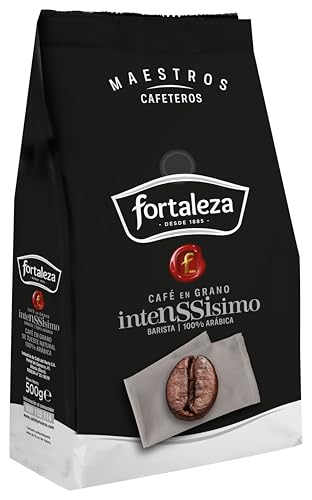 CAFÉ FORTALEZA Café en Grano Intenssisimo 100% Arábica Pack 500g x 6 - Total 3 Kg - Café con Tueste Natural Intensidad 13/13 -