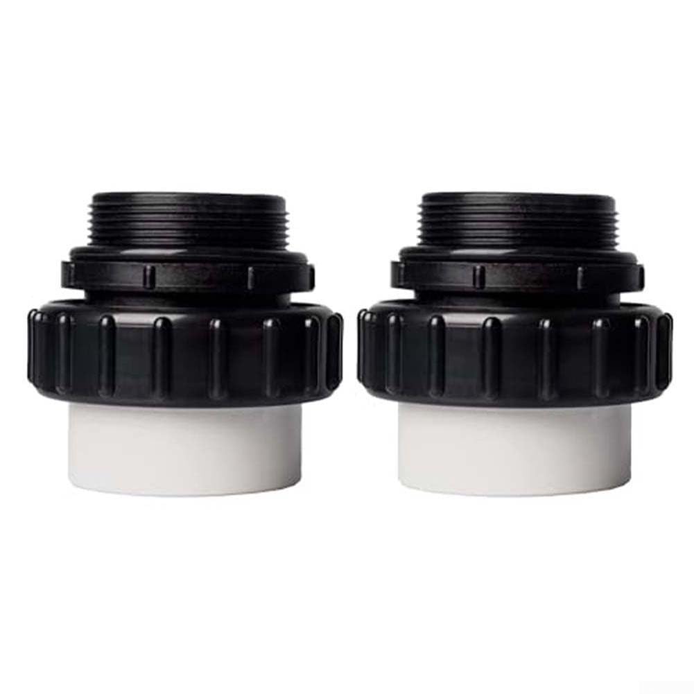Unión adaptadora MIP a PVC de 2 pulgadas para WhisperFlo y para bombas de piscina IntelliFlo, ajuste de deslizamiento alto ajustado a mano, roscado a junta deslizante, conector blanco y negro para (4