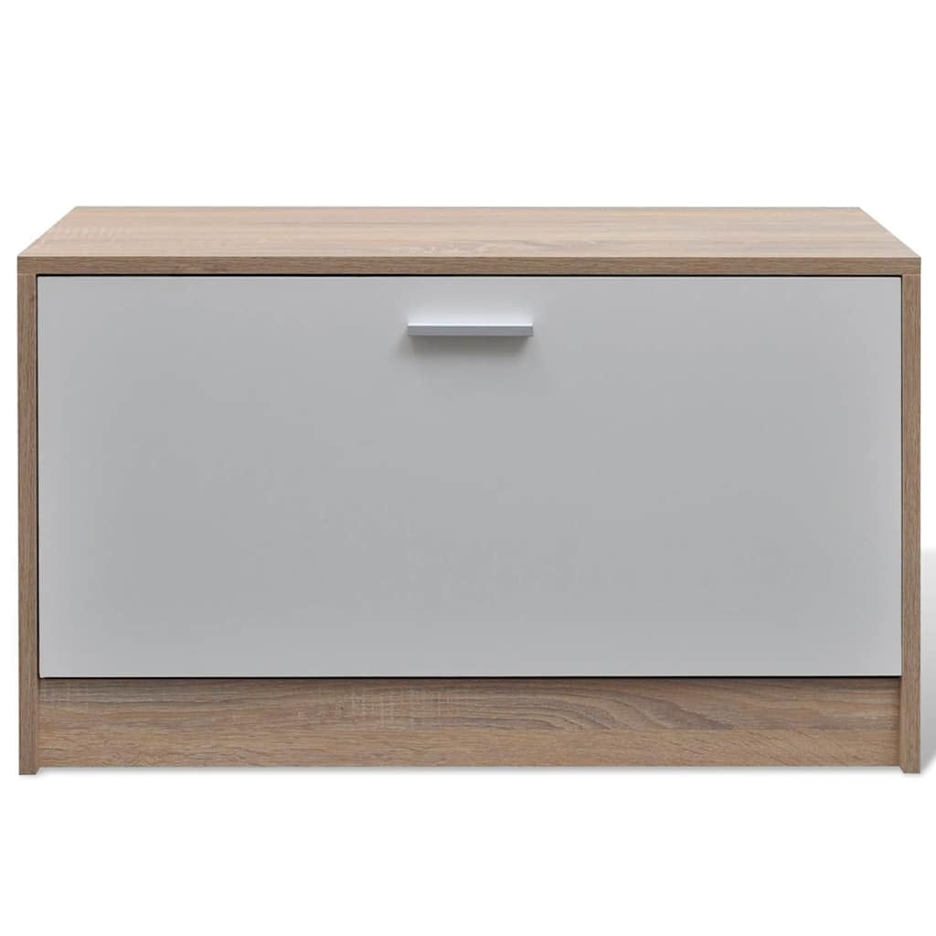 Armario zapatero 3 en 1 con espejo, panel de madera de roble blanco, 80 x 27 x 46,5 cm, soporte para pasillo, entrada y orden