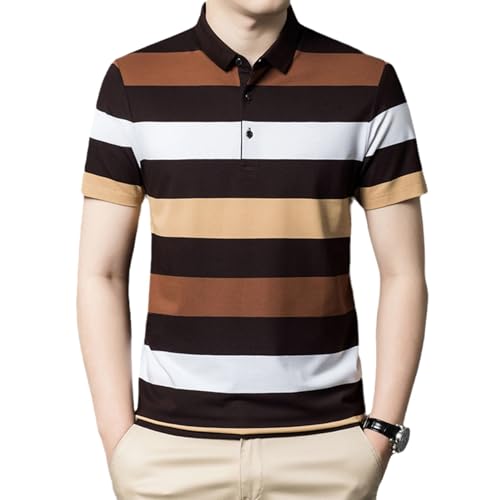 Polo rayé pour hommes vêtements d'été en coton contre la chaleur urbaine