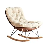 Gepolsterter Schaukelstuhl fürs Kinderzimmer, Schaukelstuhl aus Stoff im Mid-Century-Stil, Papasan-Stuhl, Akzent-Schaukelstuhl für Wohnzimmer und Schlafzimmer, Relaxsessel mit Stahlbeinen und wei