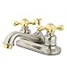 Kingston Brass GKB609AX Restoration 4-Inch Centerset Lavatory Faucet with Retail Pop-Up, 4-1/2", Brushed Nickel/Polished Brass