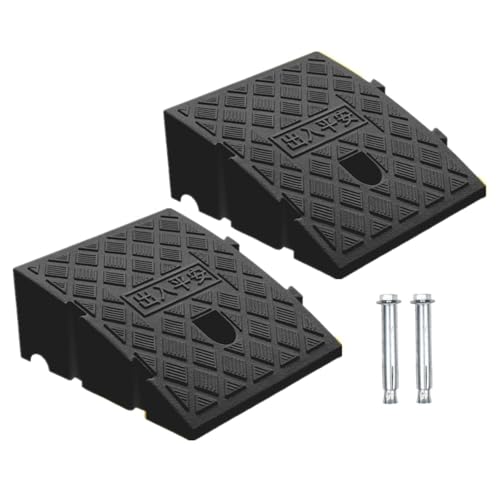 2Pack Curb Ramp Black Color Portable Lightweight Heavy Duty Plastic Driveway Curb Ramps for Low Cars Motorcycle Ramp Curb Ramps (5.12 H 19.7 L Two Curb ramps Connected)