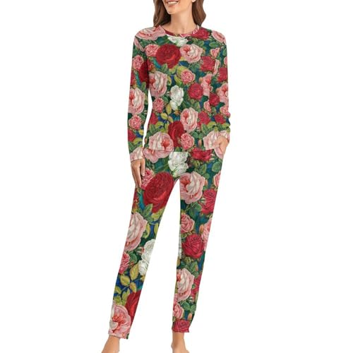 Pyjama femme sleepwear Rose Blanc ensemble pantalon t-shirt rose