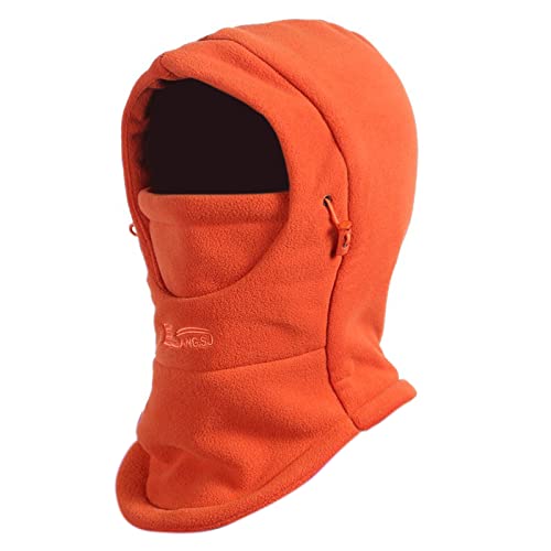 TRIWONDER - TRIWONDER Kids Winter Hats Balaclava Ski Mask for Boys Girls Toddlers Windproof Adjustable Cold Weather Face Mask Neck Warmer (Orange)