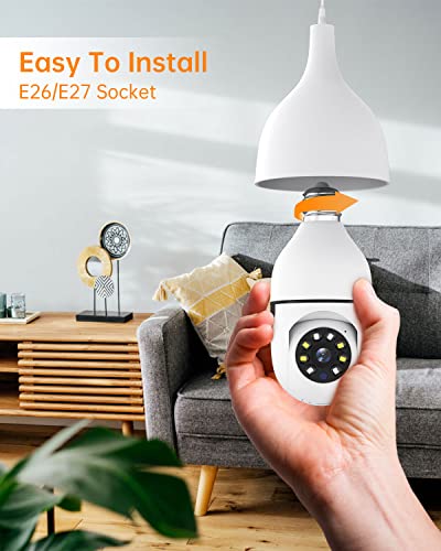 Uyf Light Bulb Security Camera Outdoor Wireless Wifi 360 Ptz With Two Way Audio Floodlight Color Night Vision Motion Detection Alarm Free Remote App E27 For Home Indoor Outdoor Surveillance #TOP1
