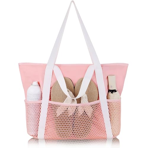 Image of HOMESPON Beach Bag Large Waterproof Sandproof Tote for Women with Zipper and Mesh Pockets