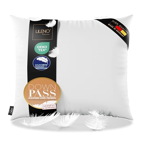 LILENO HOME 3-Chamber Down Pillow 70 x 90 cm - Suitable for Allergy Sufferers - Cotton Pillow 70 x 90 cm with Feathers and Down Filling - Durable & Breathable Pillow 70 x 90 cm Down and Feather