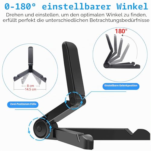 VOVIGGOL Tablet Ständer und Tablet Halter Verstellbar, Tragbarer Tabletständer für iPad, Samsung Galaxy und Kindle Fire Tablets, Desktop Handy Halter für iPhone Sumsung (Schwarz)