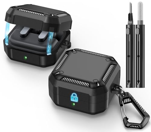 MCTOPZO Samsung Galaxy Buds 4 Pro/Galaxy Buds 4 �P�[�X(2026)�p �N���[�j���O�L�b�g&�L�[�`�F�[���t�� MagSafe���b�N�f�U�C���Ή� (�u���b�N)