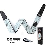 WELAIYOOUQ Guitar Strap, Stylish Adjustable Guitar Straps for Acoustic/Bass/Electric Guitar, Double Vegetable Tanned Cowhide on End, with Free Strap Button, 1 Pair Strap Locks and 4 Guitar Picks