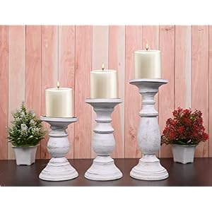 Samhita Set of 3 Wood Candle Holders – Hand Carved Decorative Candle Holder for Living Room or Table Centerpiece Samhita Set of 3 Wood Candle Holders–Hand Carved Decorative Candle Holder for Living Room or Table Centerpiece