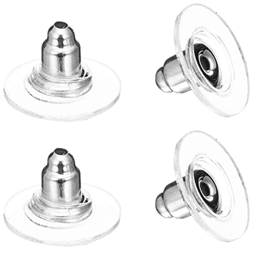Silver Earring Backs,Earring Backs Replacements for Droopy Ears-Studs-Heavy Earring,100pcs Earring Lifters Bullet Clutch (Silver)