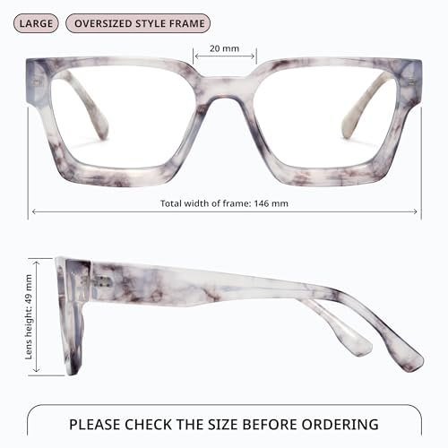 Image of livho Oversized Eyewear Frame for Woman and Men - Rectangle Fashion Glasses for Computer, Chic Preppy Frame