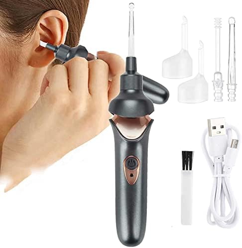 Gigesute Safe and Soft Ear Wax Remover Spiral Ear Cleaner Ear Wax Removal Tool. with 5pcs Washable Tips, Suitable for Kids & Adults