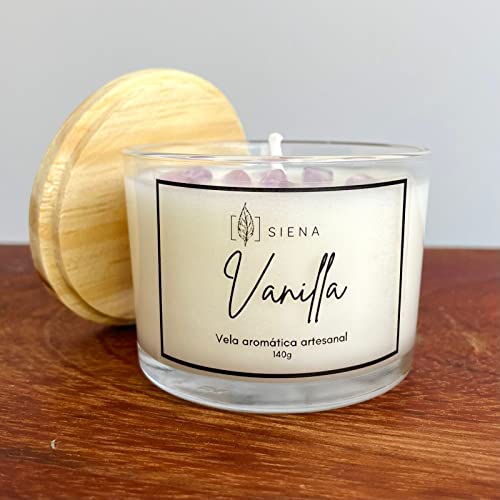 Siena Velas - Vela Aromática Perfumada de Vanilla com Ametista 140gr