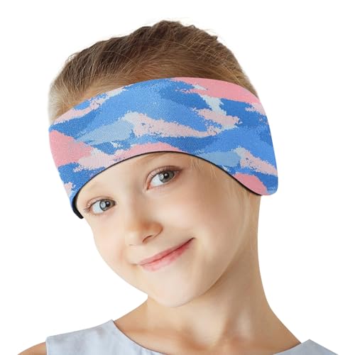 HeySplash Banda para Cabeza de Natación de Neopreno para Niños, Diadema de Oídos Ajustable y Antideslizante Buena Elasticidad para Surf Buceo Boga y Rafting, Talla M, Tie-Dye Azul